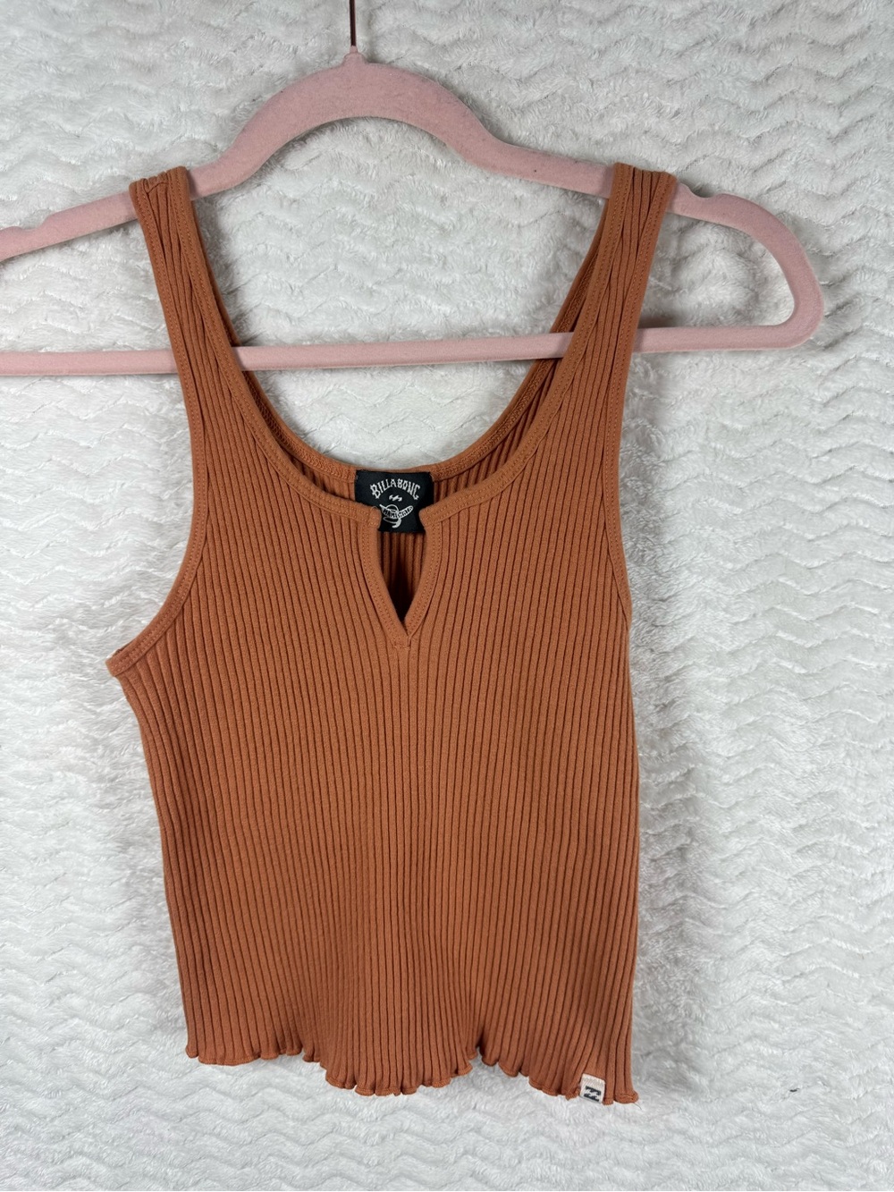 Billabong Women's Ribbed Tank Top in Rust Brown